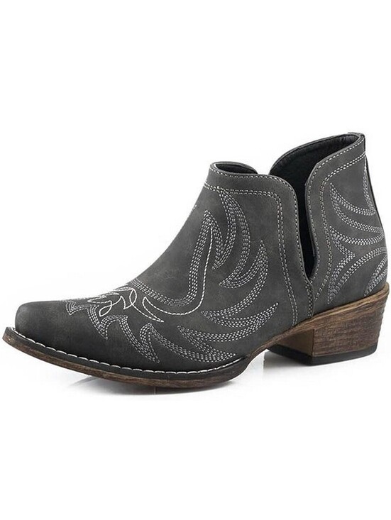 Roper Shoes - Roper Ava Embroidered Snip Toe Cowboy Booties Womens 7 Grey NWIB NWT
